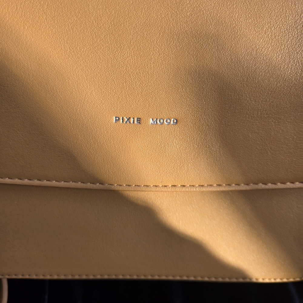 Pixie Mood Vegan Leather Crossbody Bag Tan Camel Flap Adjustable Strap - Picture 2 of 9